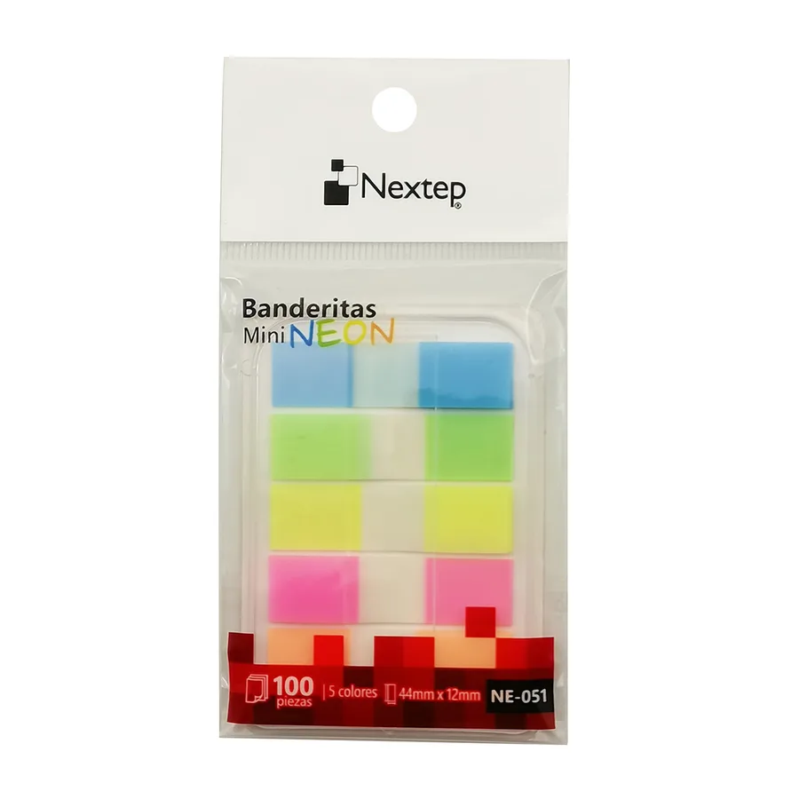 Banderitas mini neón Nextep, 5 colores, 100 piezas