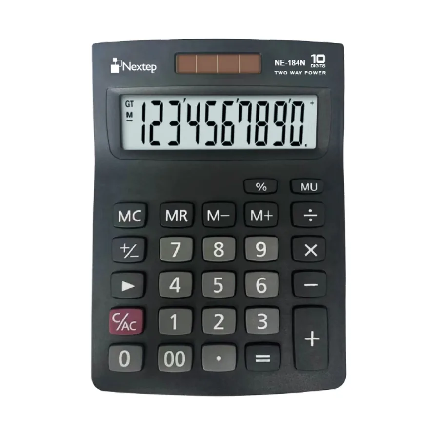 Calculadora Nextep 10 dígitos, semi escritorio, batería/solar