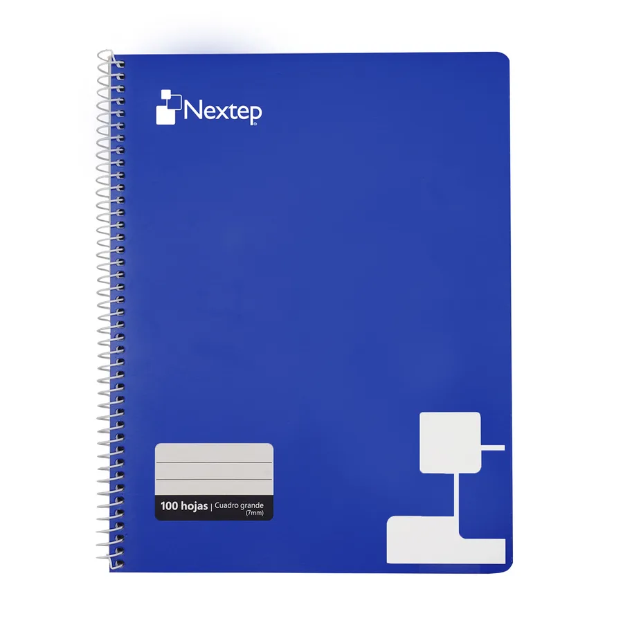 Cuaderno profesional Nextep cuadro grande, azul, 100 hojas, espiral