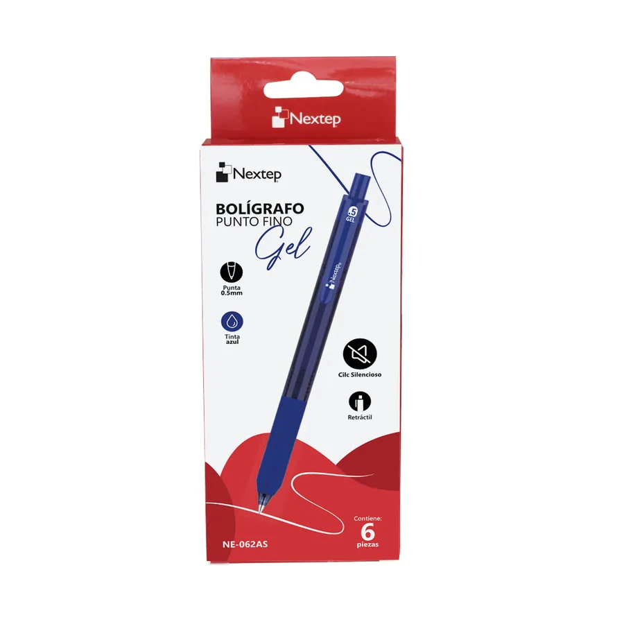 Bolígrafo Gel Retráctil Silencioso 0.5mm (c/6) — Nextep