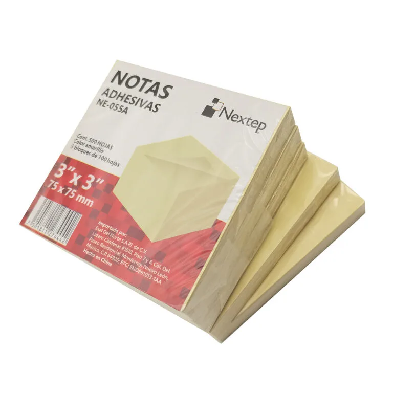 Notas adhesivas Nextep amarillo 3x3, 5 bloques, 500 hojas