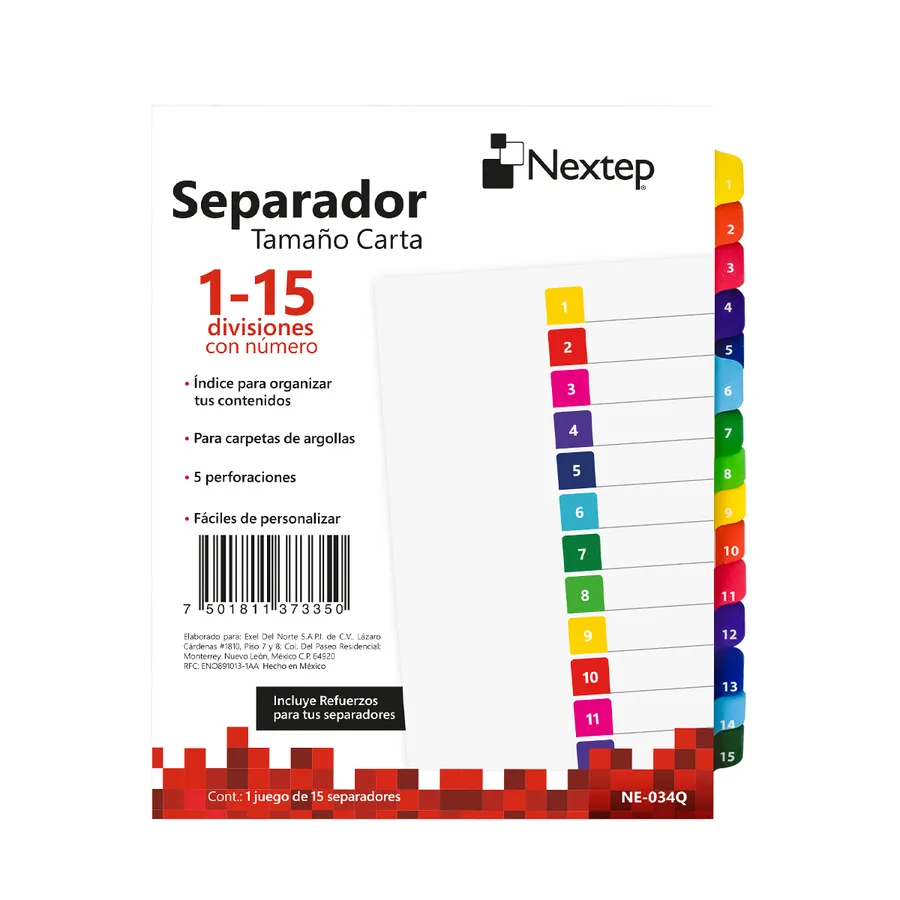 Separador 15 Divisiones con Número — Nextep
