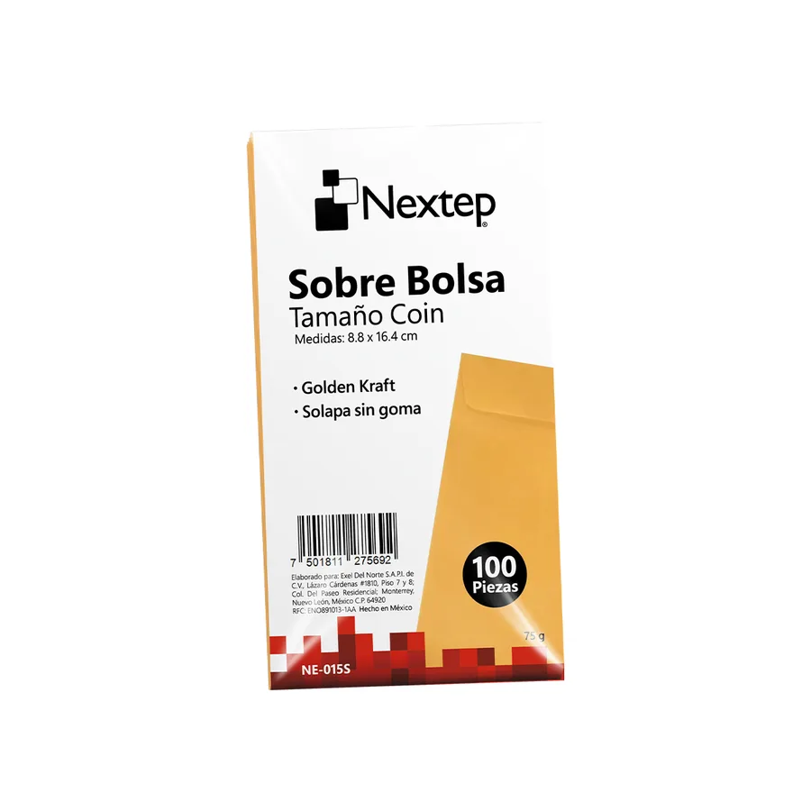 Sobre bolsa Nextep tamaño coin 5, sin goma, paquete con 100 piezas