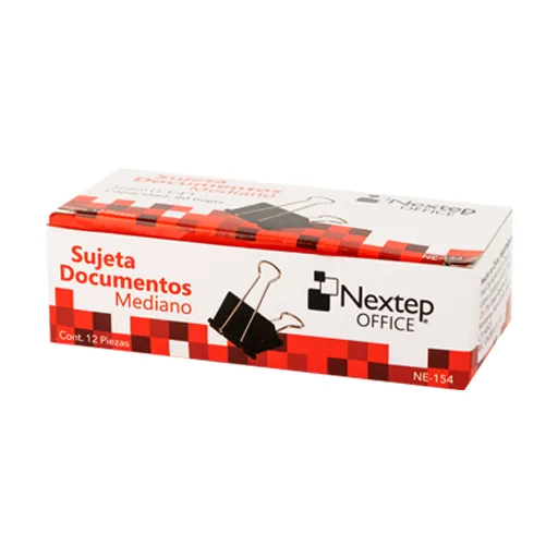 Sujeta documentos Nextep mediano, 32mm, 12 piezas, color negro