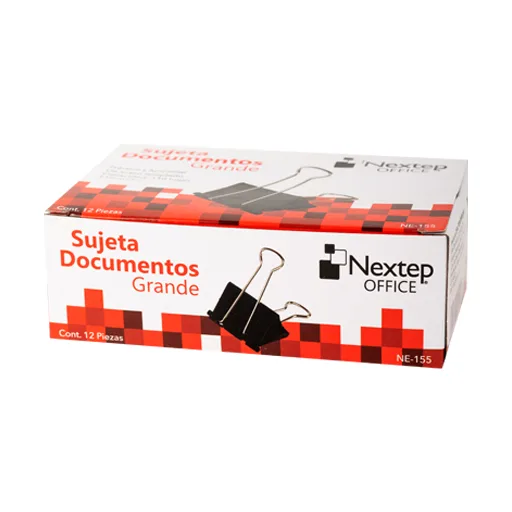 Sujeta documentos Nextep grande, 51mm, 12 piezas, color negro