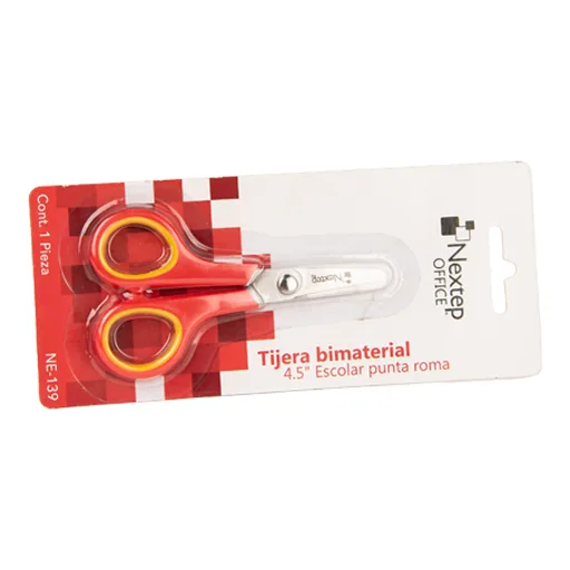 Tijera Nextep bimaterial 4.5 pulgadas, escolar, punta roma